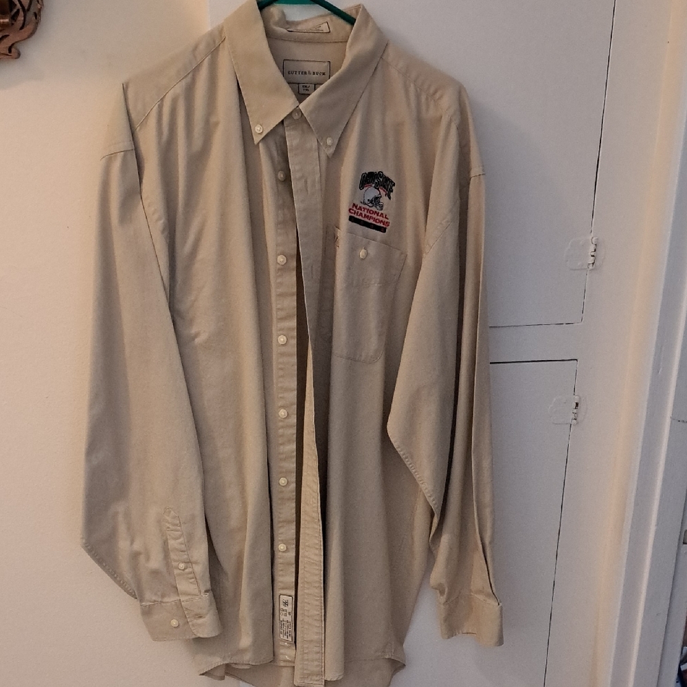 OHIO STATE 2002 National Championship Cutter-Buck Men's XXL Beige  Shirt